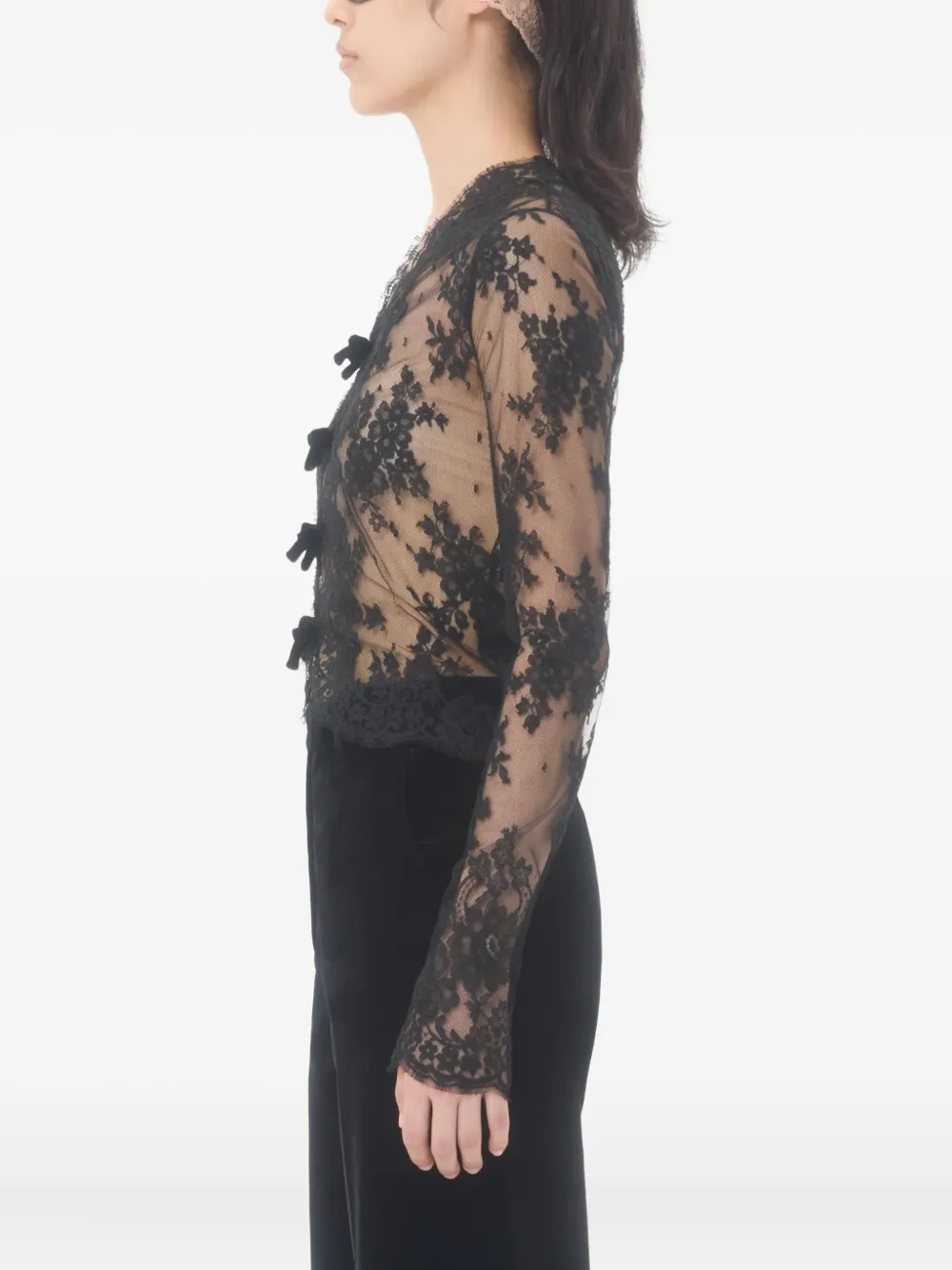 Valentino Lace-panel Top In Black