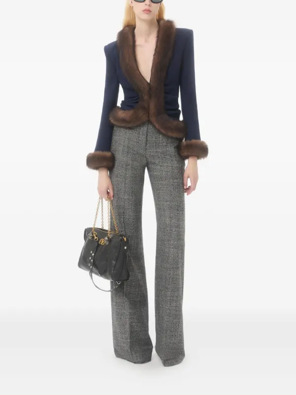 Valentino Garavani fur-trimmed Crepe Blazer | Blue | FARFETCH