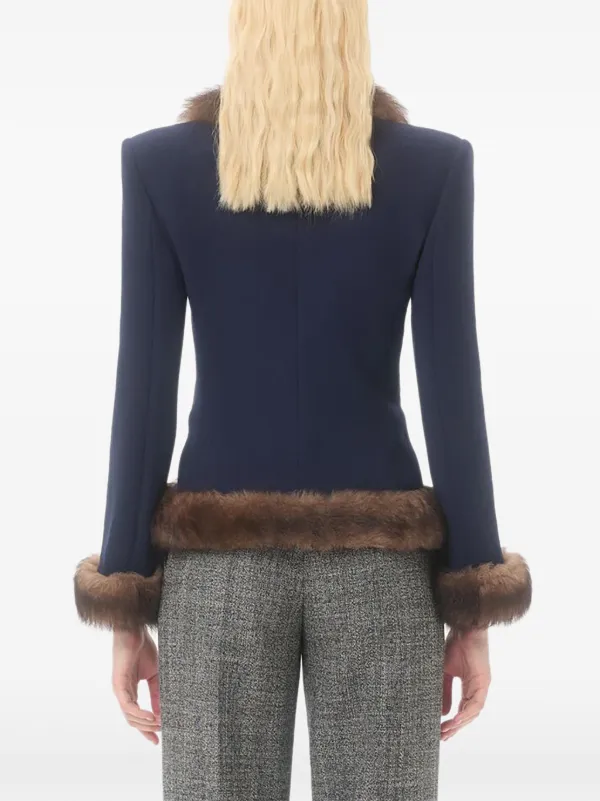 Valentino Garavani fur-trimmed Crepe Jacket | Blue | FARFETCH
