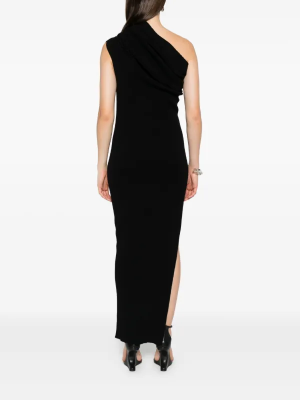 Rick Owens One-shoulder Ribbed-knit Dress - Black