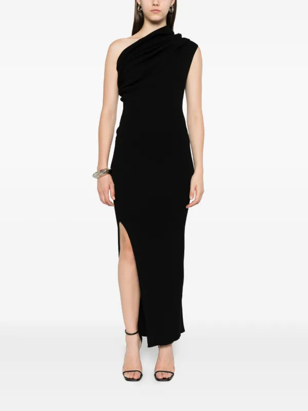 rib knit one shoulder dress TOTEME - one-shoulder ribbed dress Black