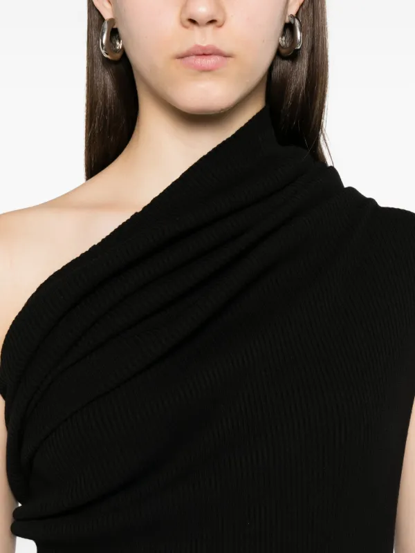 Rick Owens one-shoulder ribbed-knit Dress | Black | FARFETCH ID