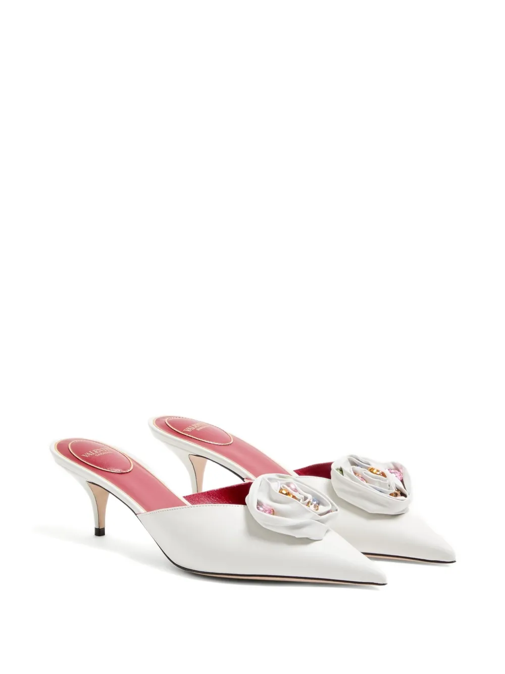 Valentino Garavani 55 mm Drip Rose leren muiltjes Wit