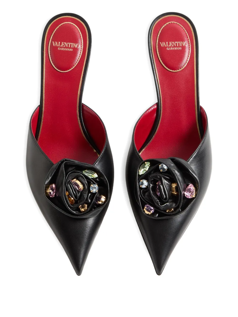 Valentino Garavani Drip Rose 55mm muiltjes met puntige neus Zwart