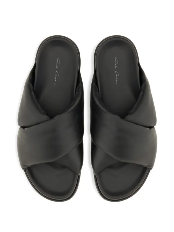 【関税＆送料込み】Rick Owens Black Padded Sandals With Pla Rick Owens Low Splint Sandals in Black | SVD USA