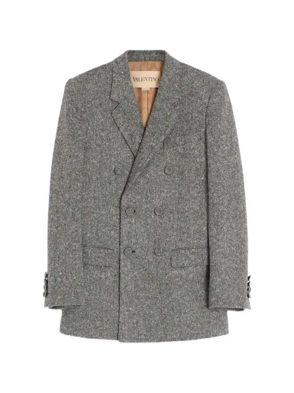 Valentino Garavani natté-boutonné double-breasted blazer - Neutrals