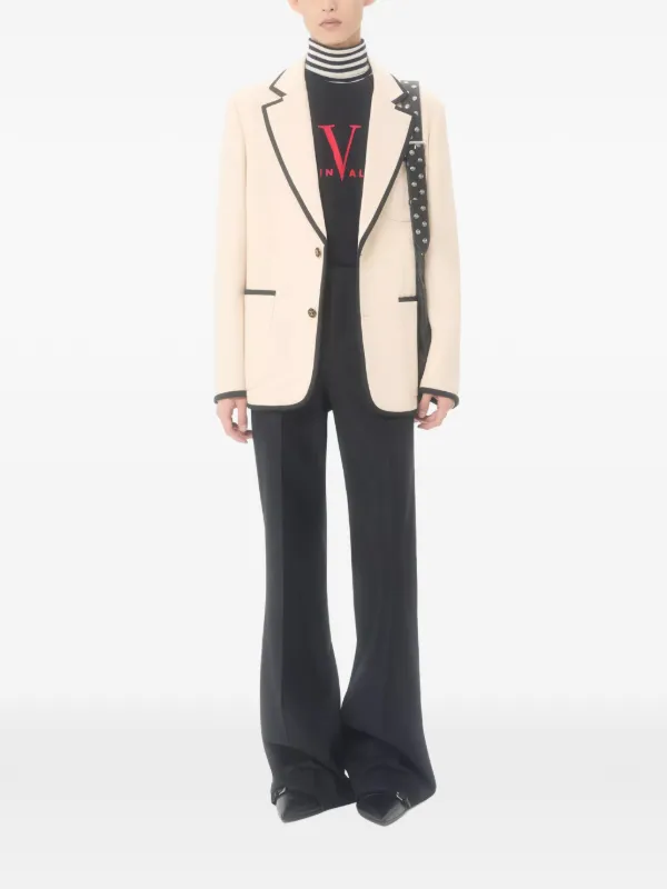 Valentino Garavani Pleated Flared Trousers | Black | FARFETCH