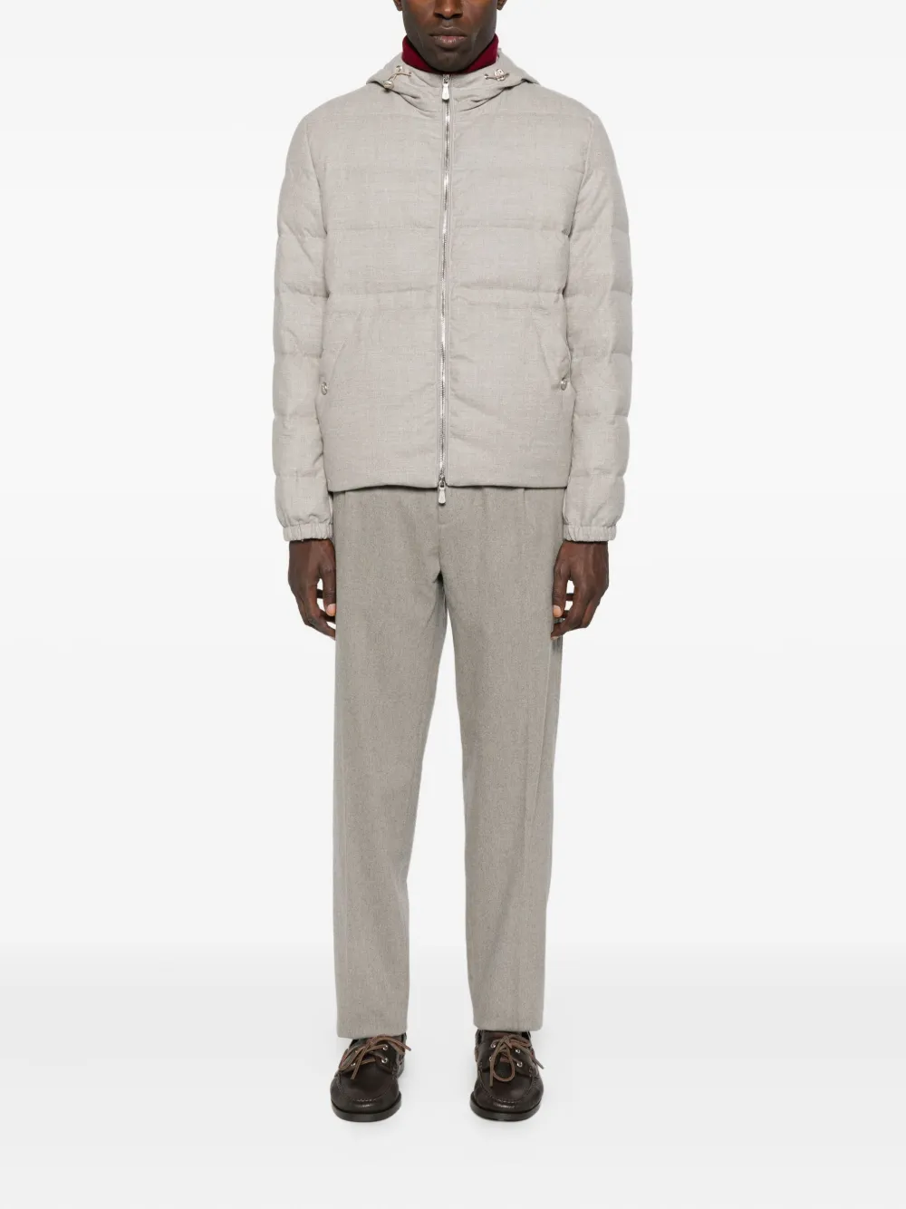 Eleventy hooded quilted coat - Grijs