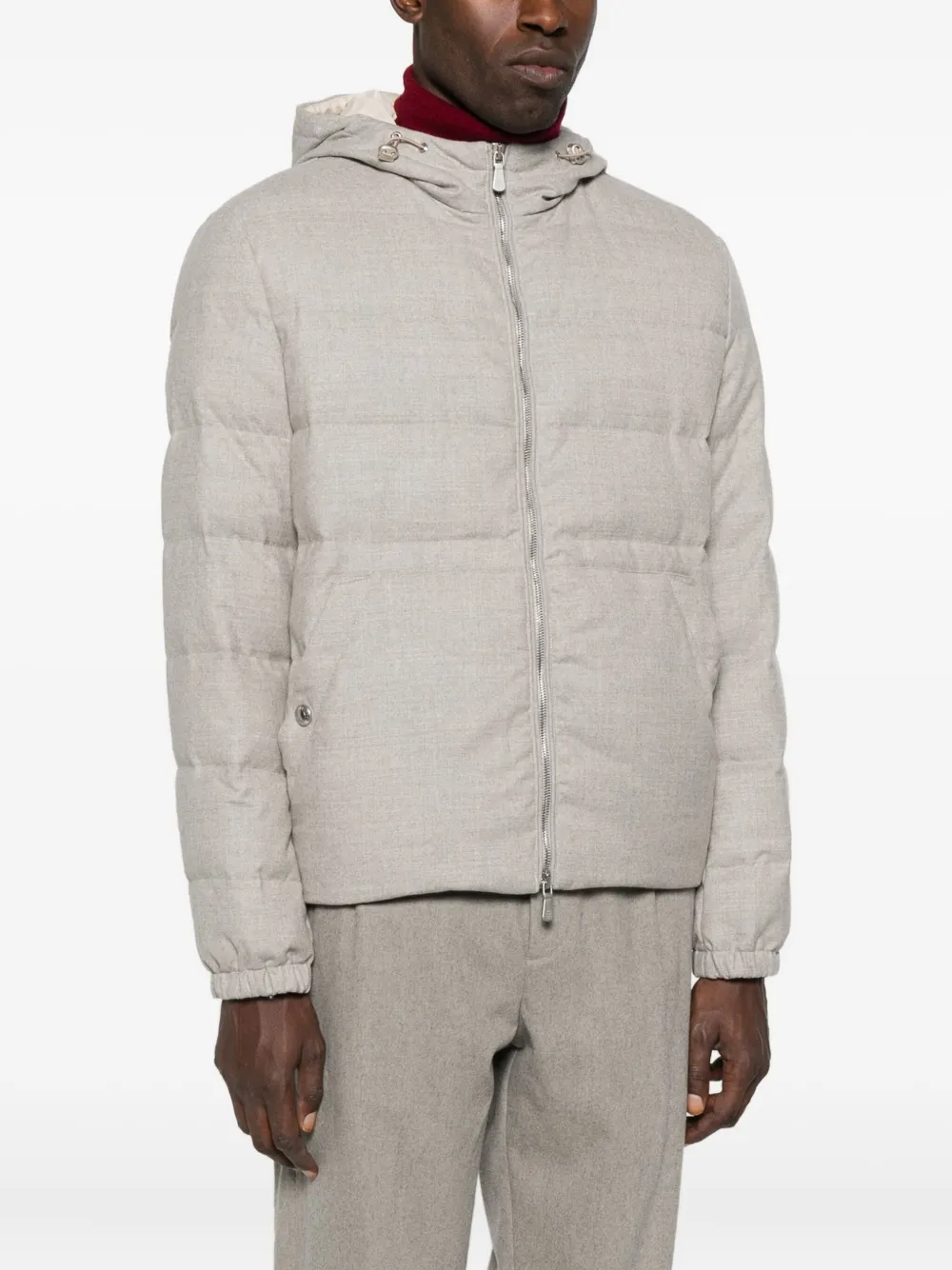 Eleventy Gewatteerde jas met capuchon Grijs