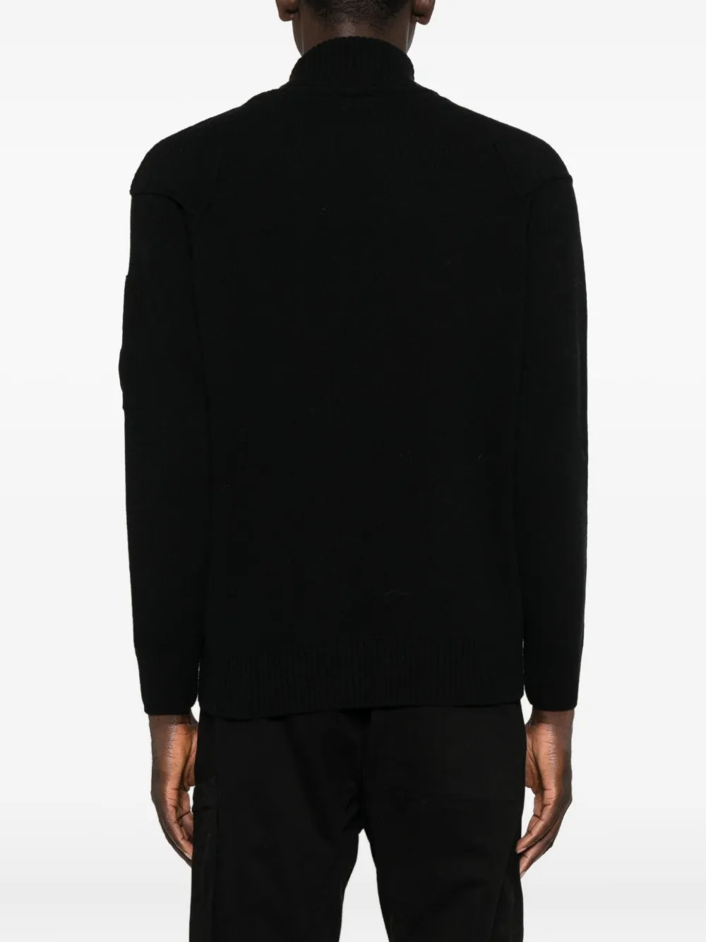 C.p. Company C.p.company Logo Wool Turtle-neck Sweater In Black