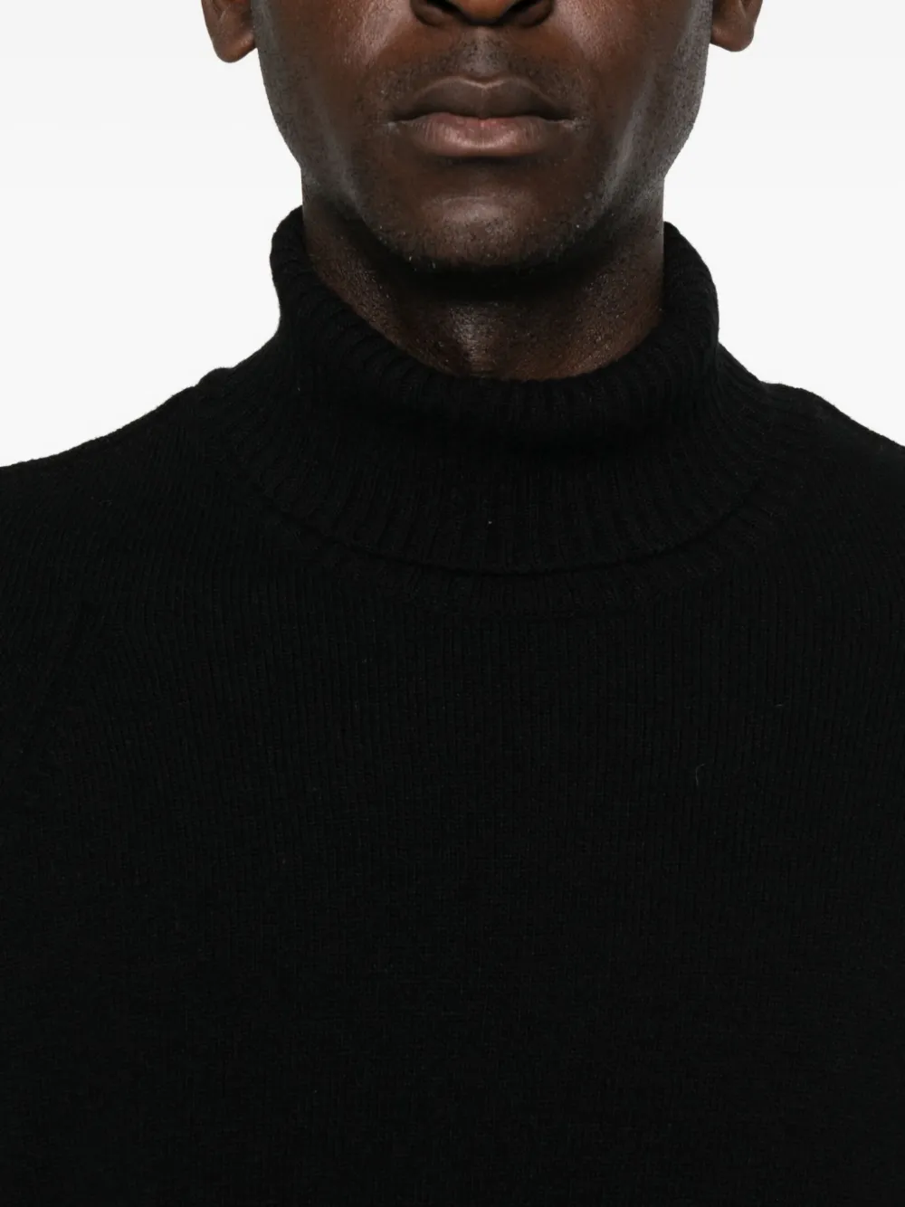C.p. Company C.p.company Logo Wool Turtle-neck Sweater In Black