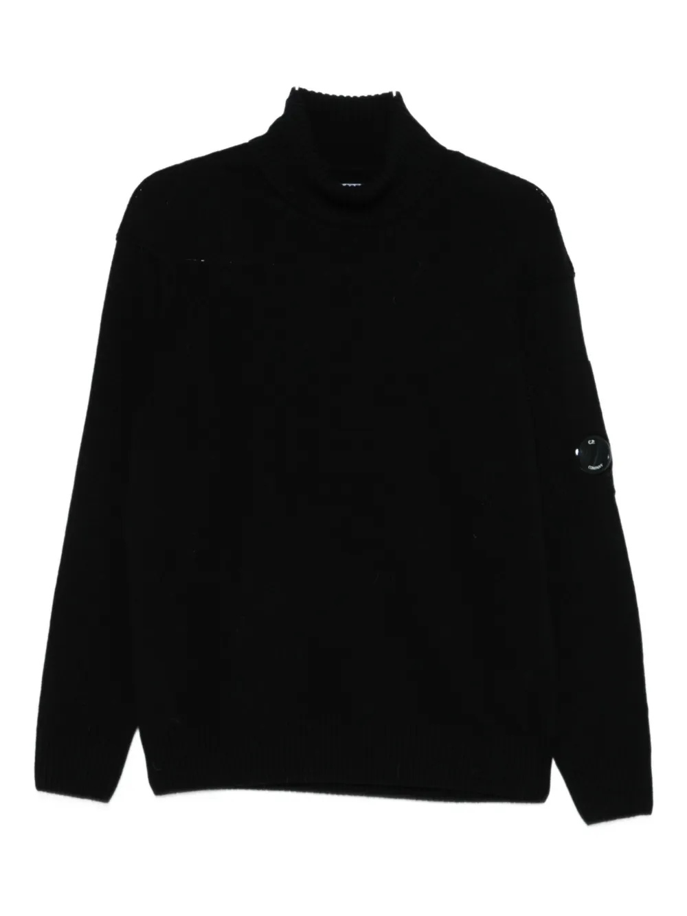C.p. Company C.p.company Logo Wool Turtle-neck Sweater In Black