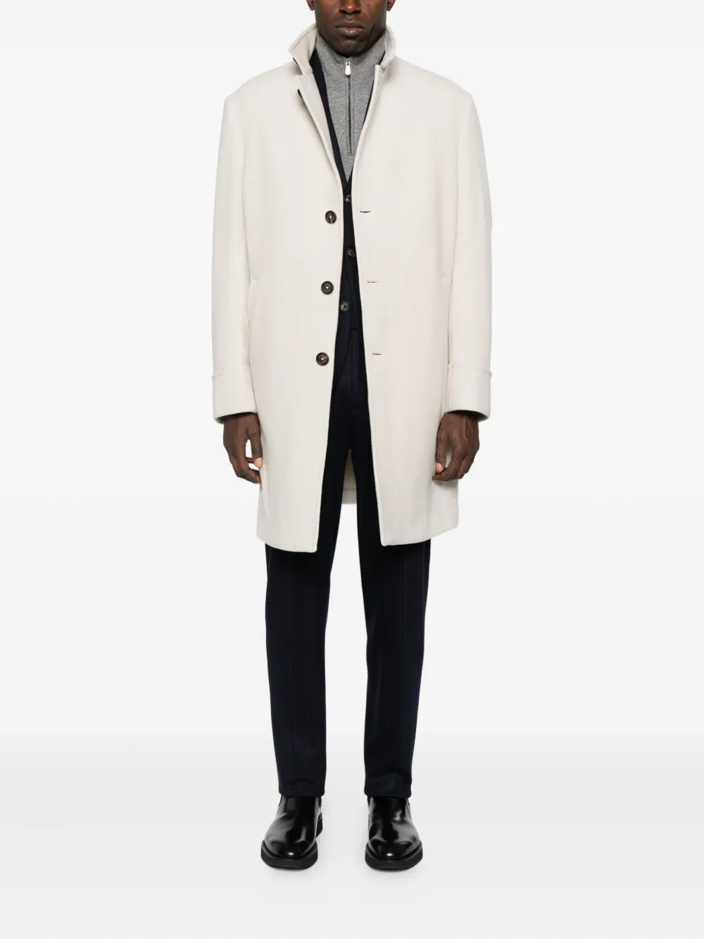 Eleventy high-neck buttoned coat | Single Breasted Coats | Image 2