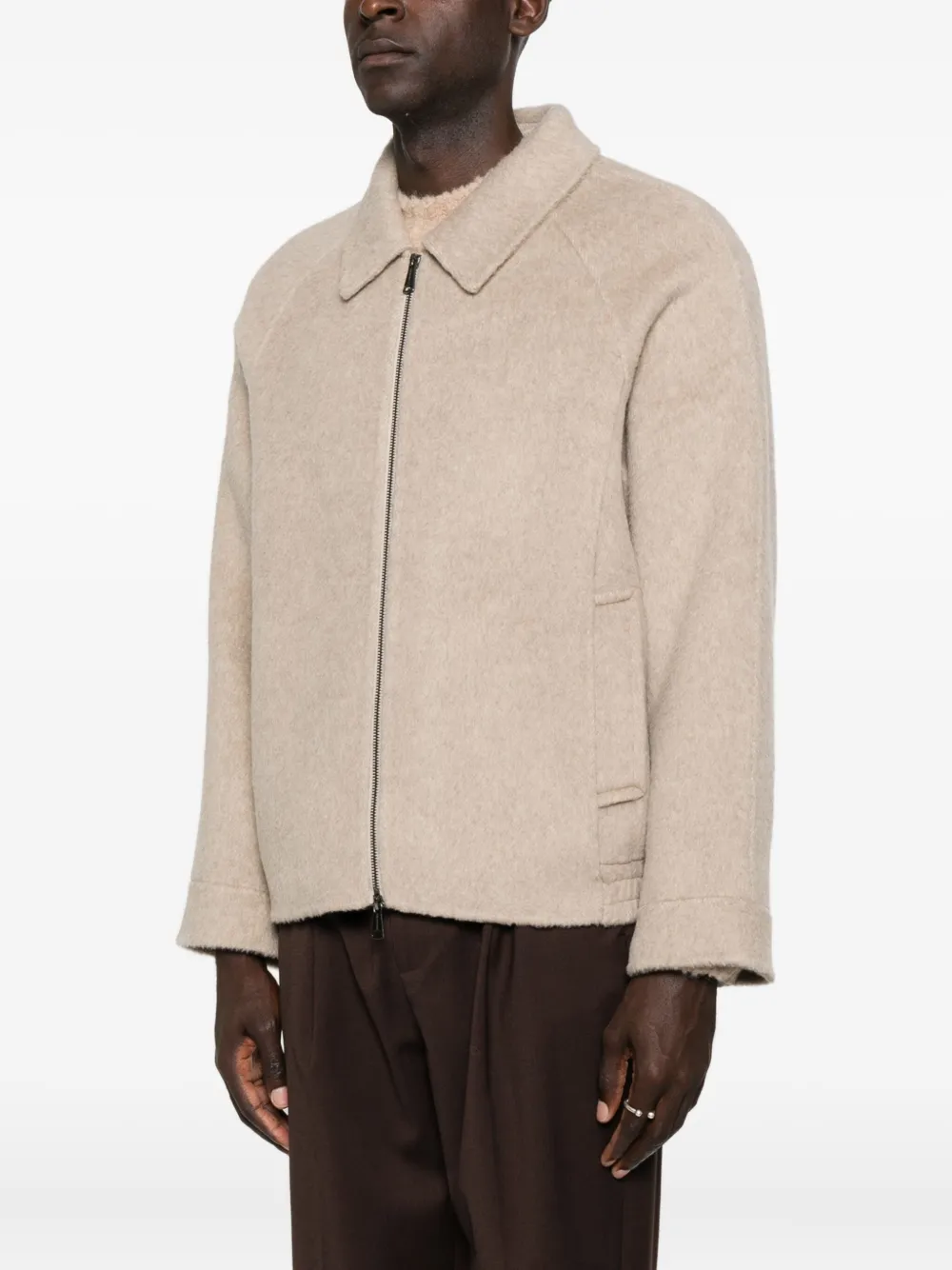 Amaranto Zip-up Welt-pocket Jacket In Brown