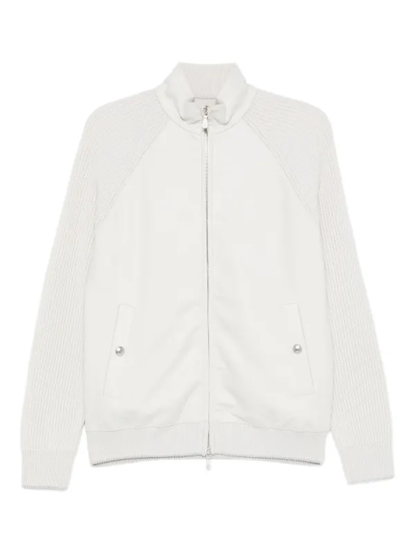 Eleventy Panelled Bomber Jacket in White