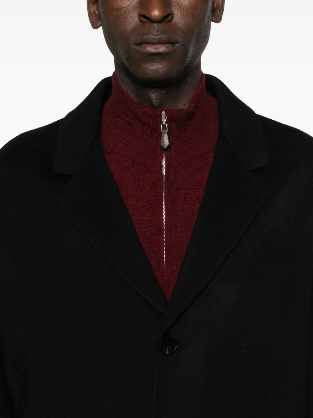 Amaranto Single-breasted Coat In Black
