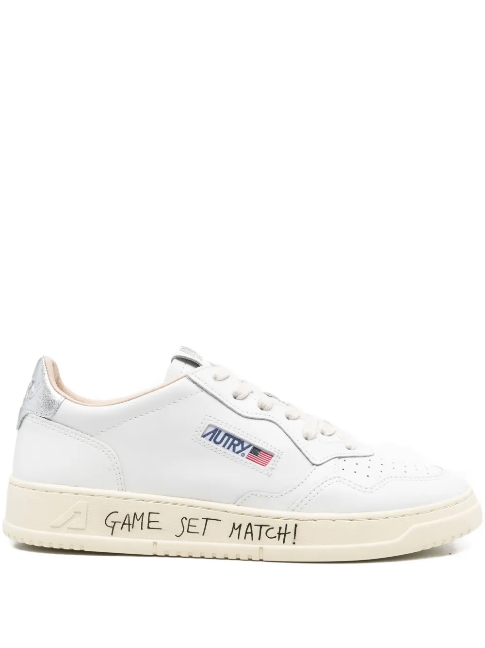 Autry Medalist Metallic-patch Leather Sneakers In White