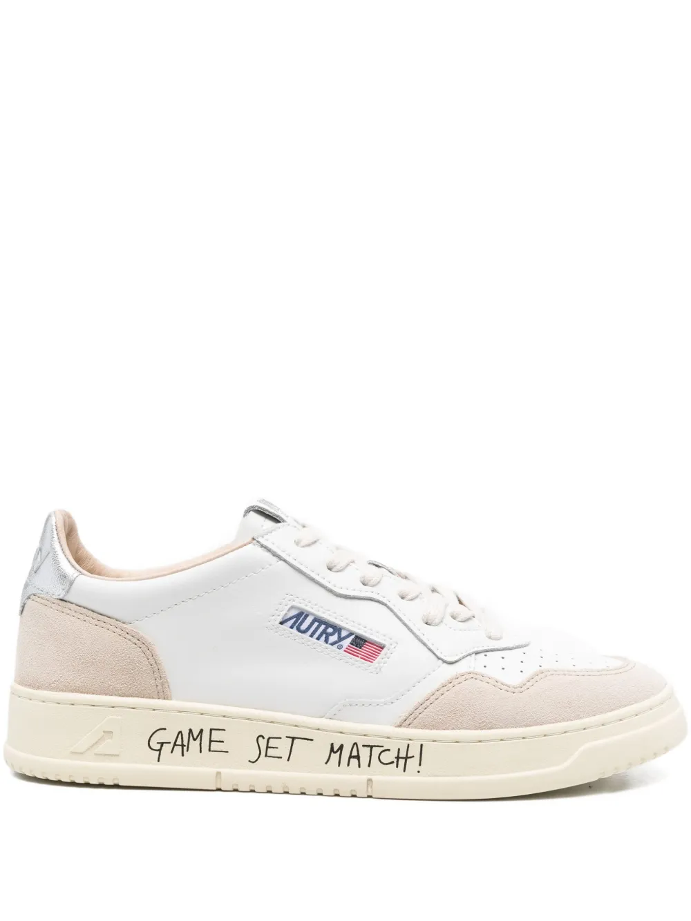 Autry Medalist suede-panel leather sneakers White
