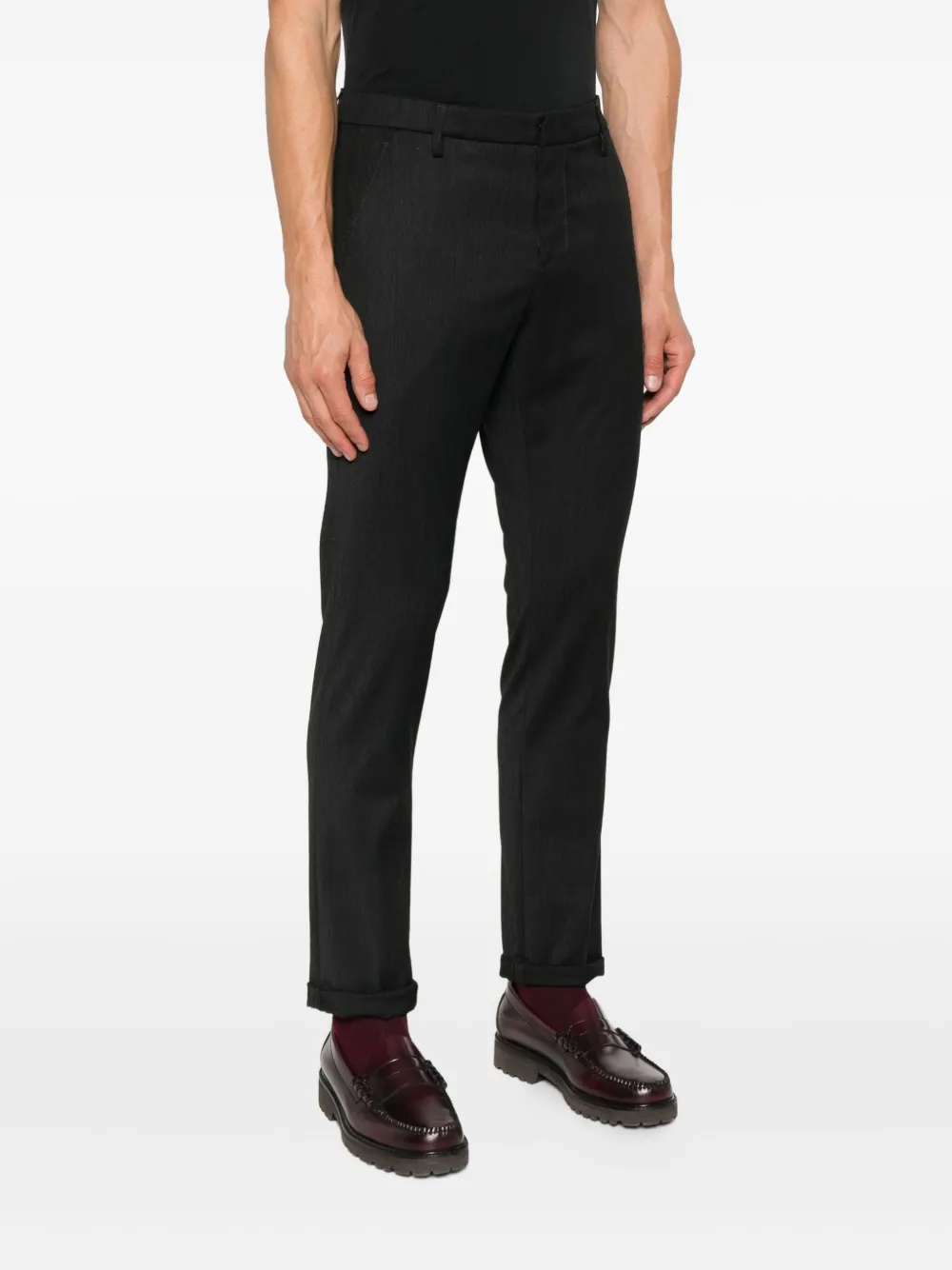 DONDUP pinstripe cuffed trousers Grijs