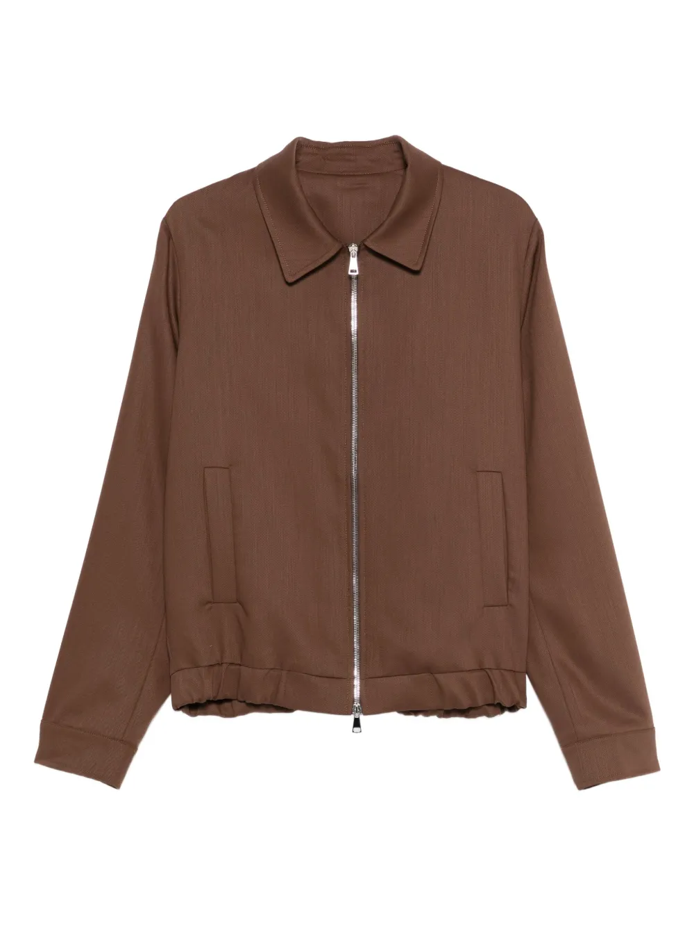 Costumein zip-front collared shirt jacket | Brown | Image 1