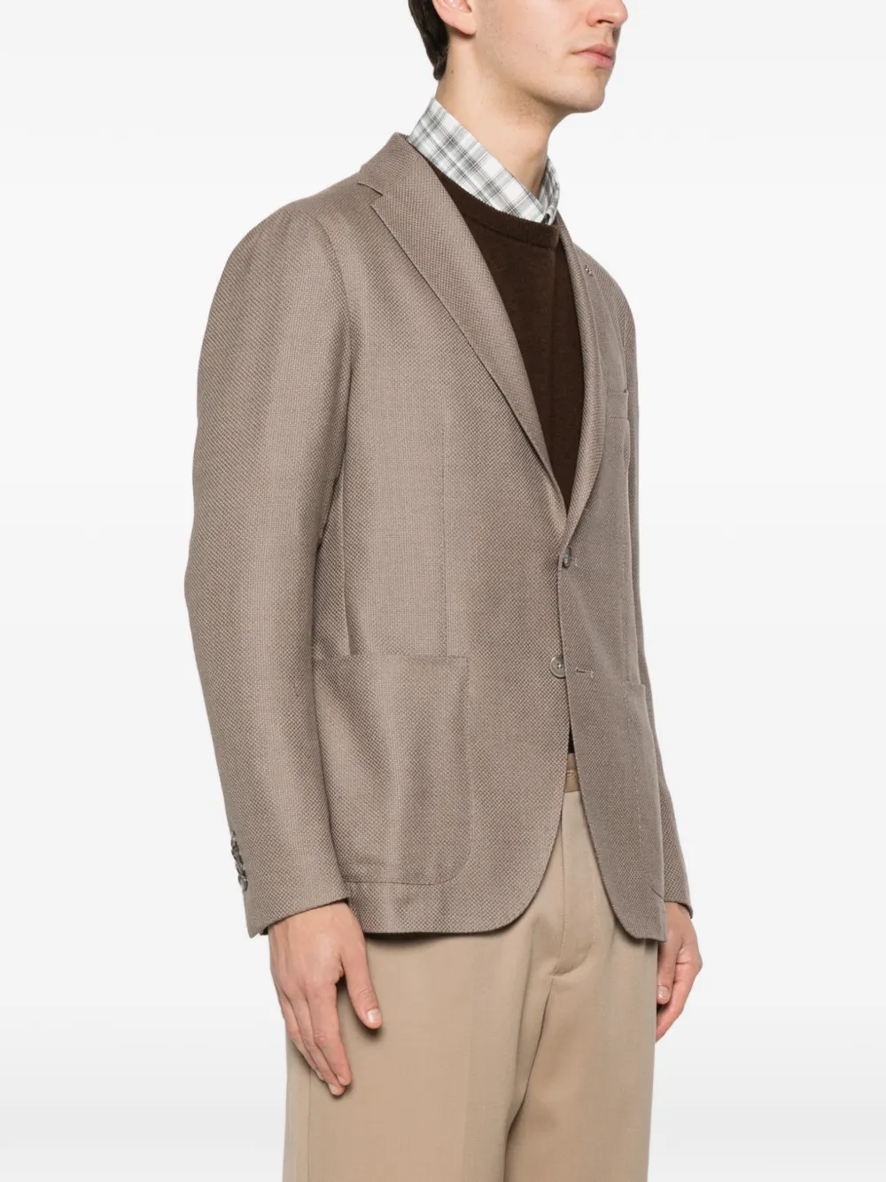 Tagliatore Textured Patch Pocket Jacket In Brown