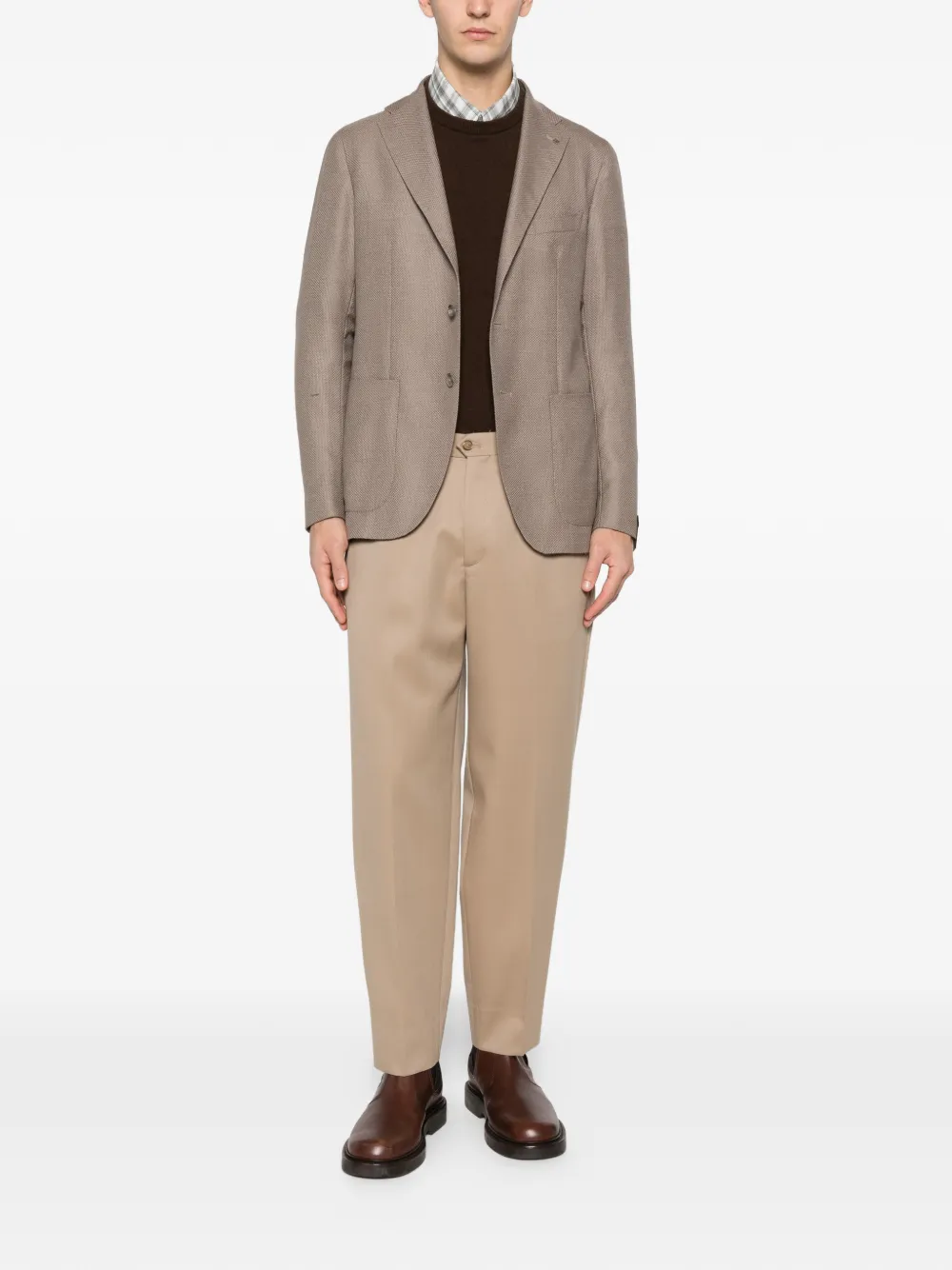 Tagliatore Textured Patch Pocket Jacket In Brown