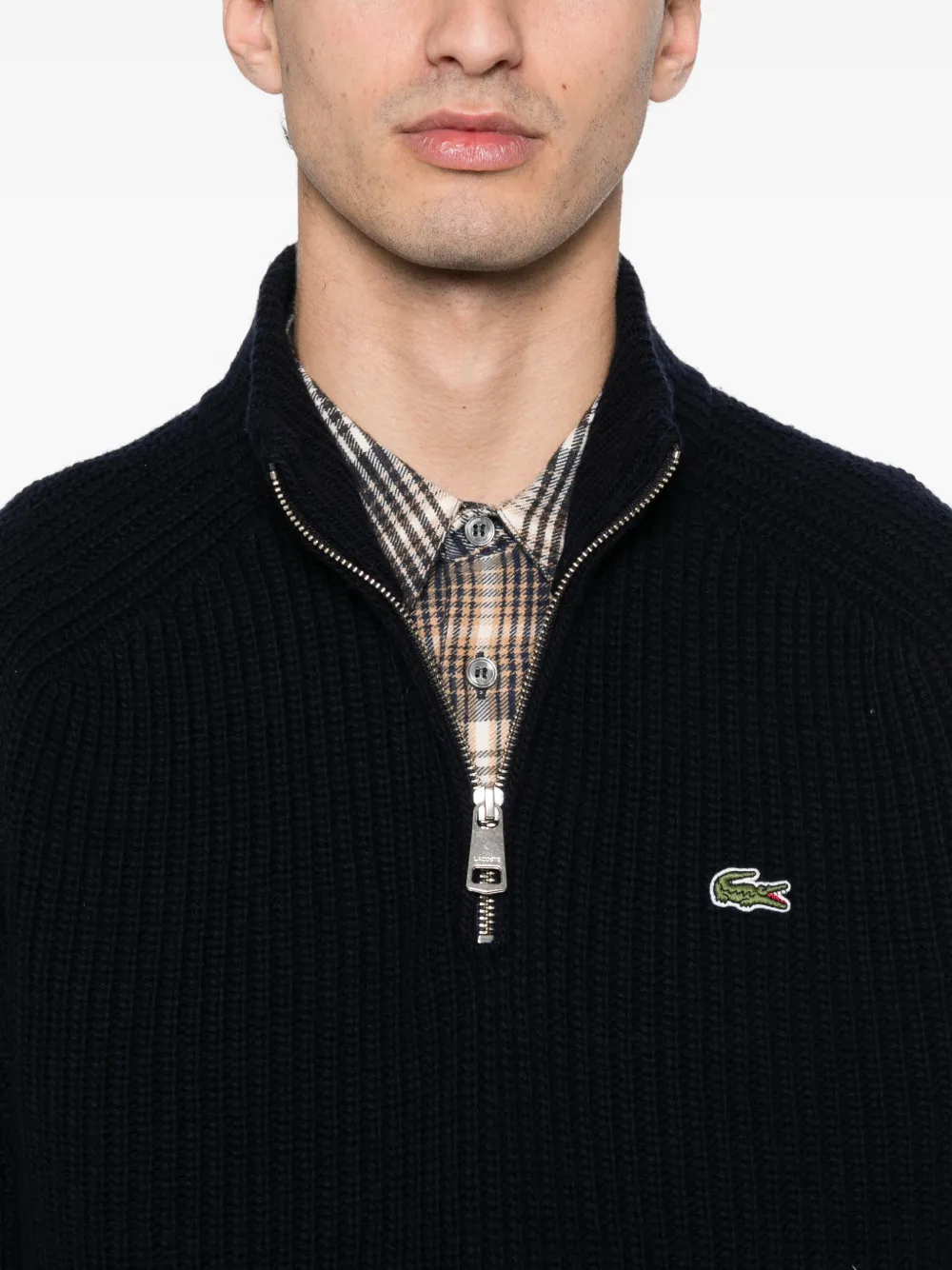 Lacoste Zip Appliqué Knitwear - Blauw