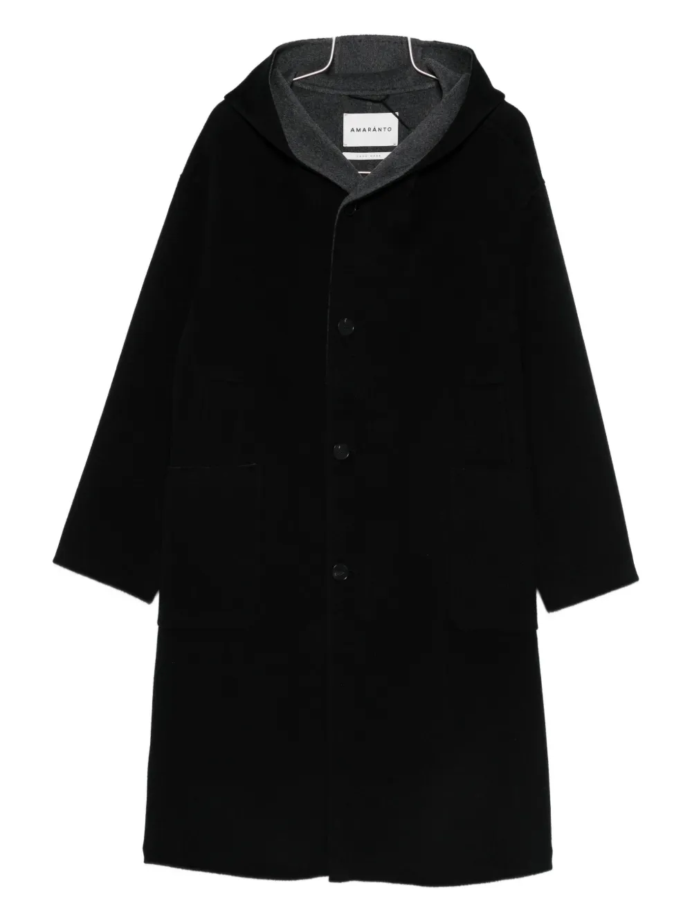 AMARÁNTO single-breasted hooded coat | Black | Image 1