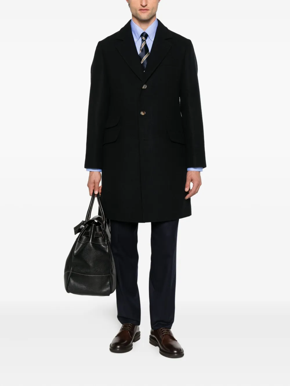 Brunello Cucinelli button-fastening patch-pocket coat Zwart