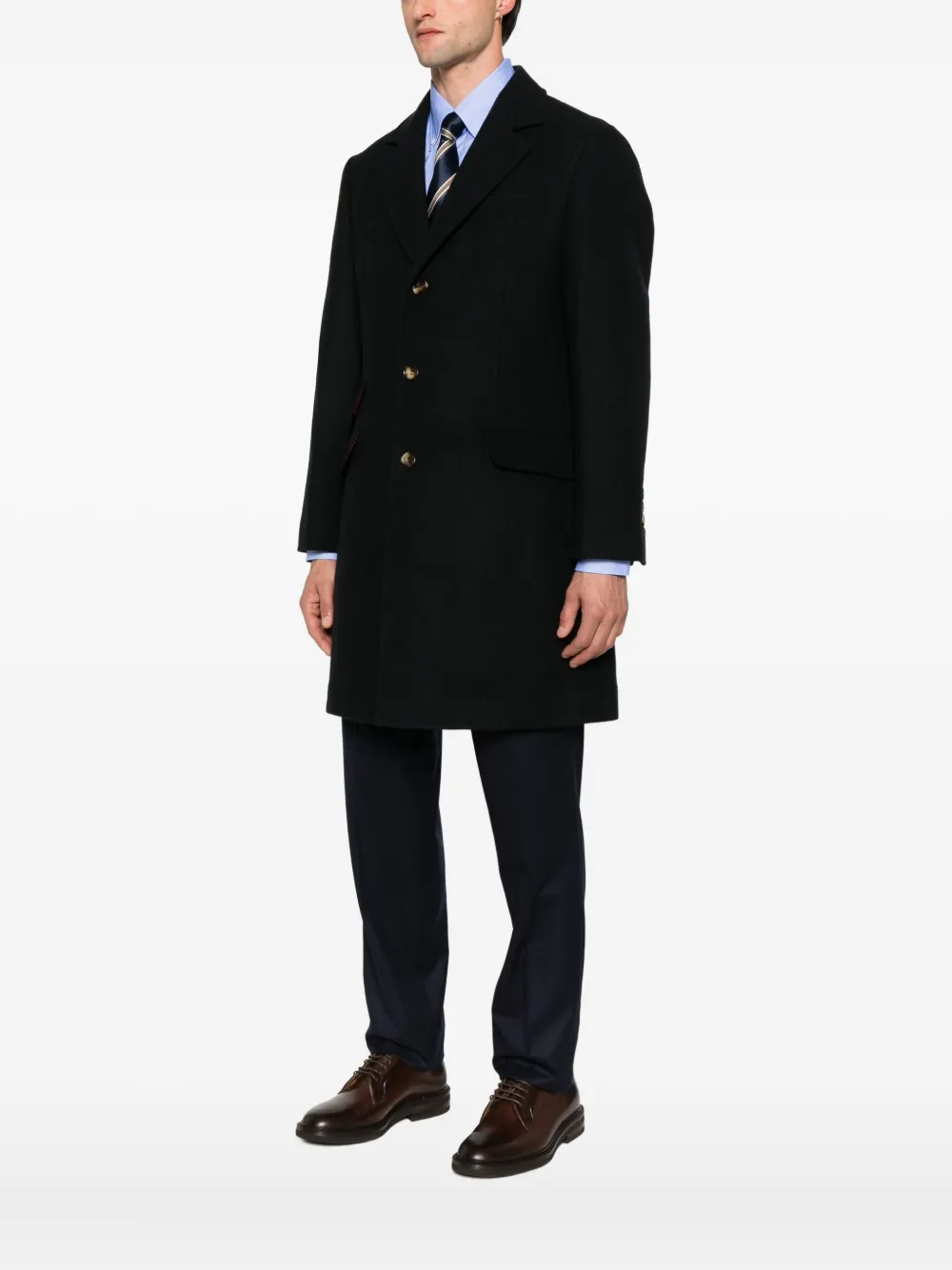 Brunello Cucinelli button-fastening patch-pocket coat Zwart