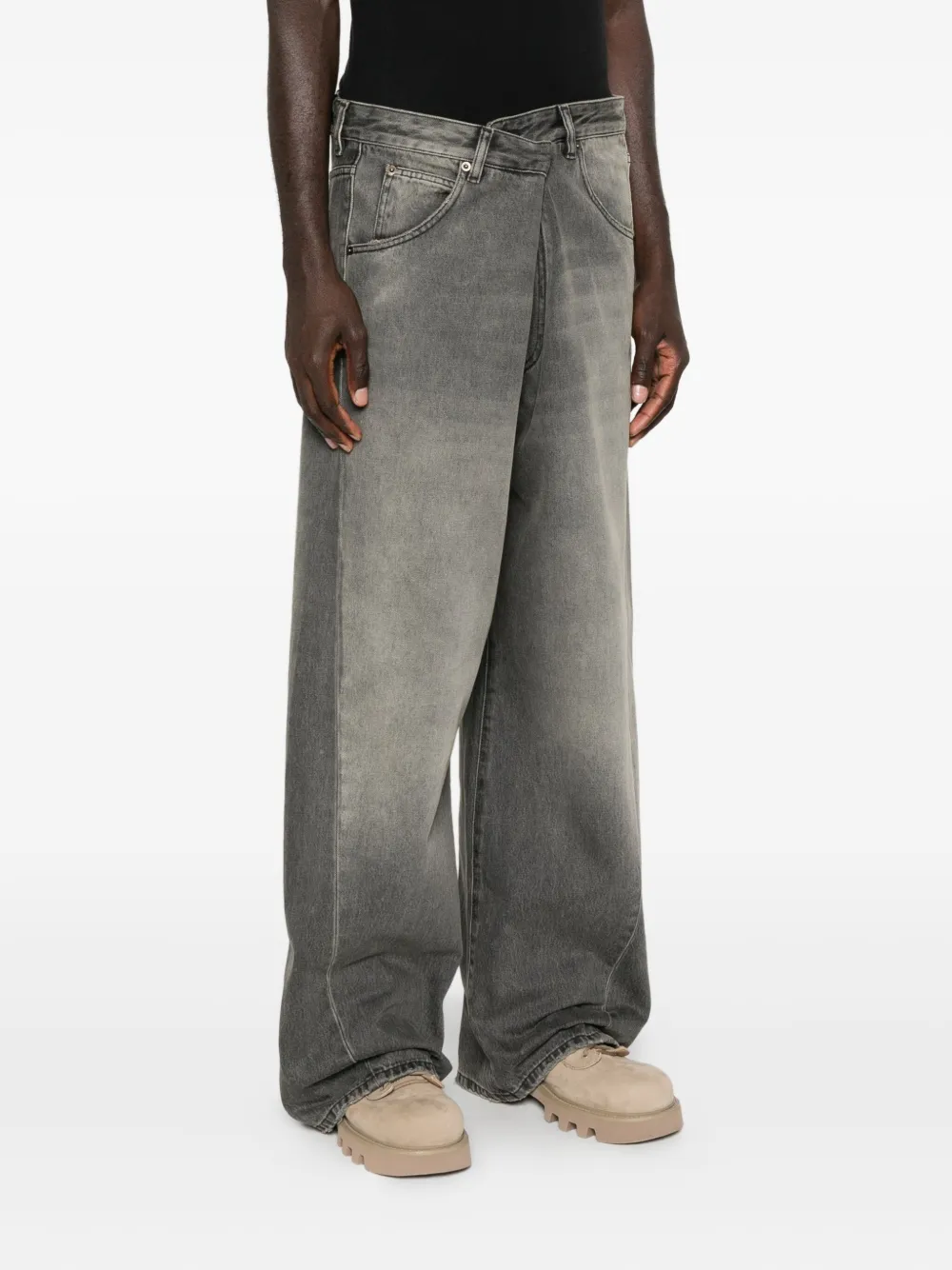DARKPARK Jeans met wikkel-effect Grijs