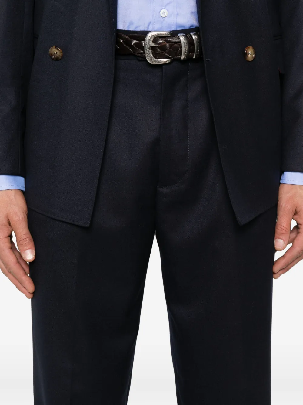 Brunello Cucinelli pleated wool trousers Blauw
