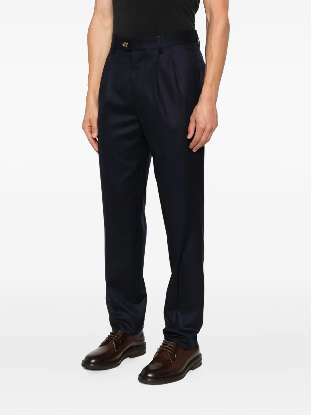 Brunello Cucinelli pleated wool trousers Blauw