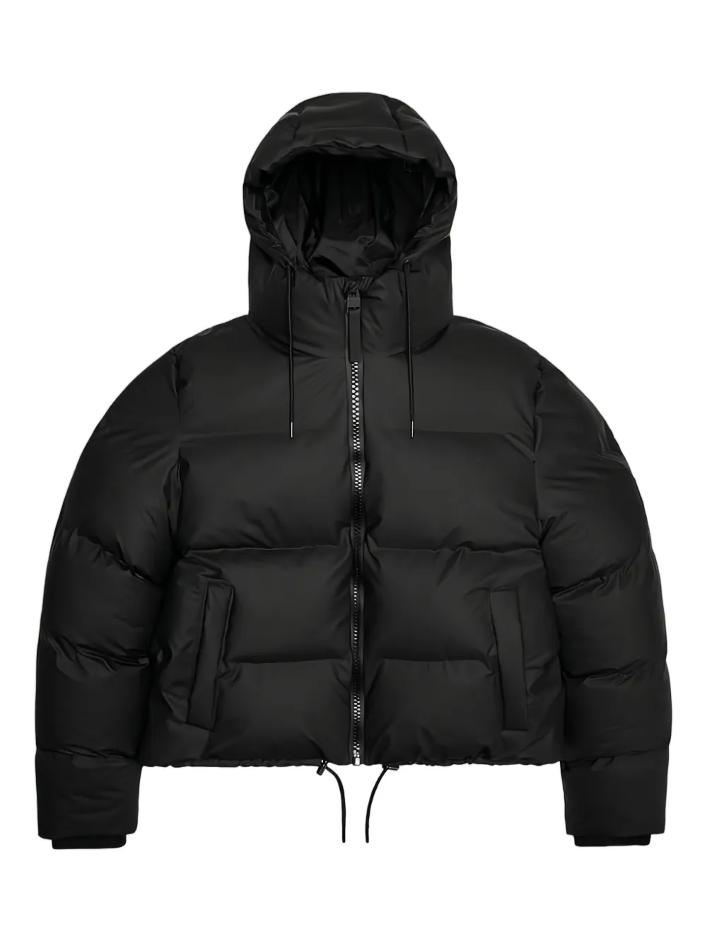 Rains hooded cropped-hemline padded coat | Black | Image 1
