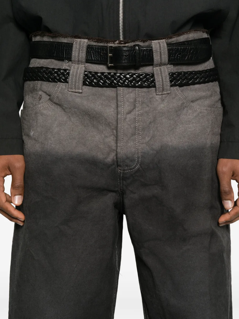 FEDERICO CINA Broek met dip-dye print en riemlus Grijs