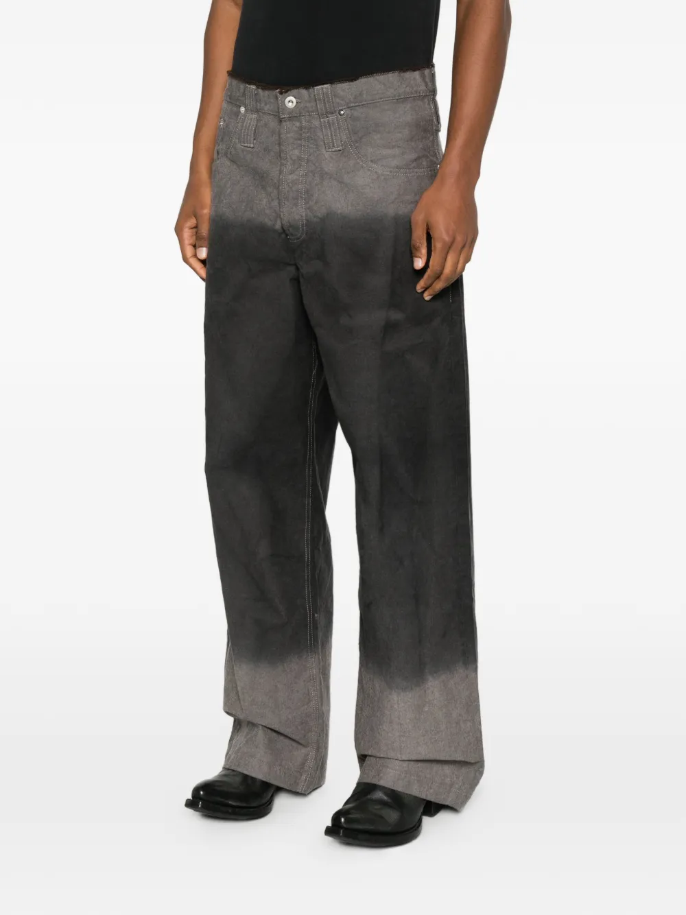 FEDERICO CINA Broek met dip-dye print en riemlus Grijs