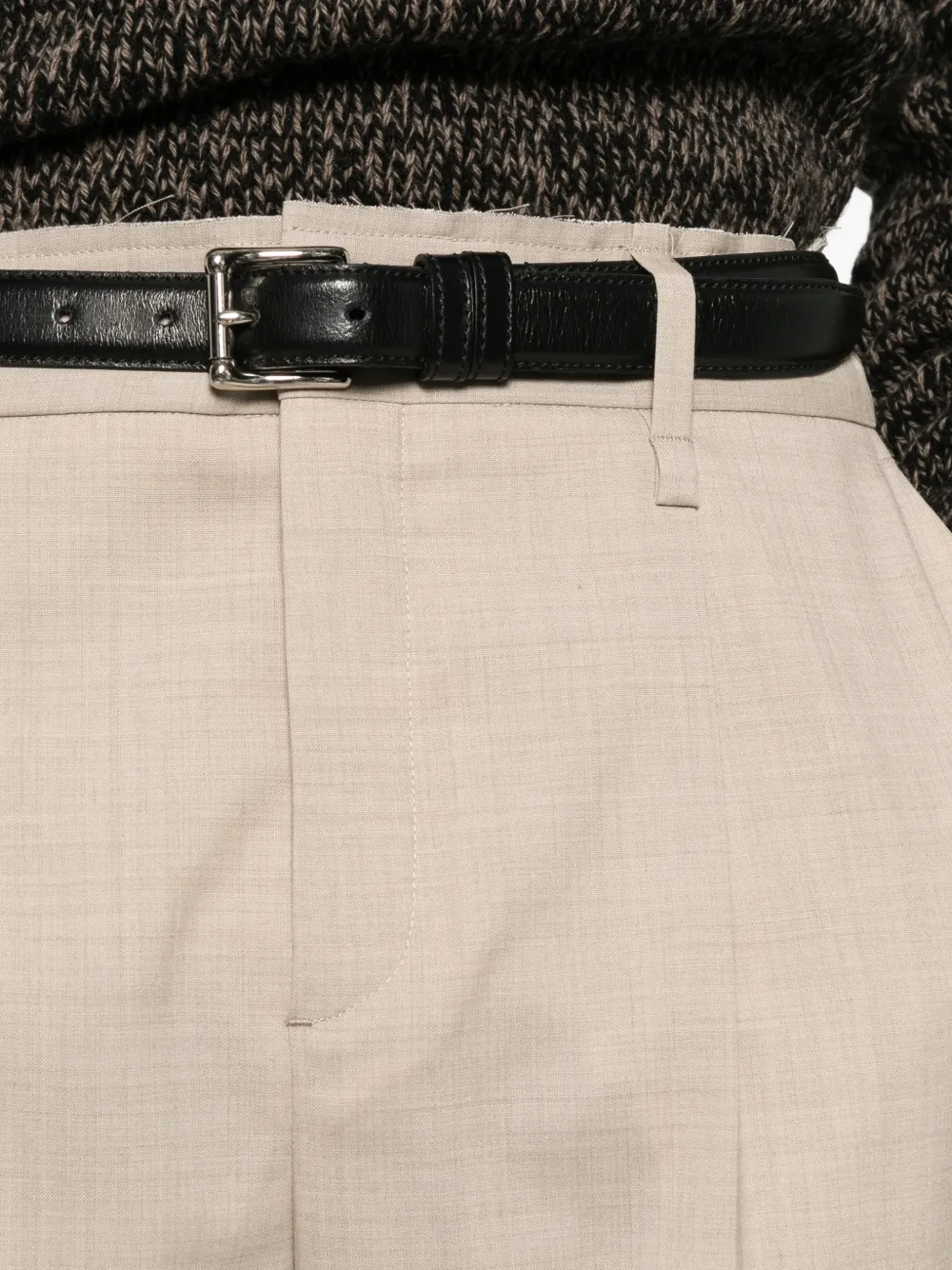 FEDERICO CINA Geplooide broek met riemlussen Beige