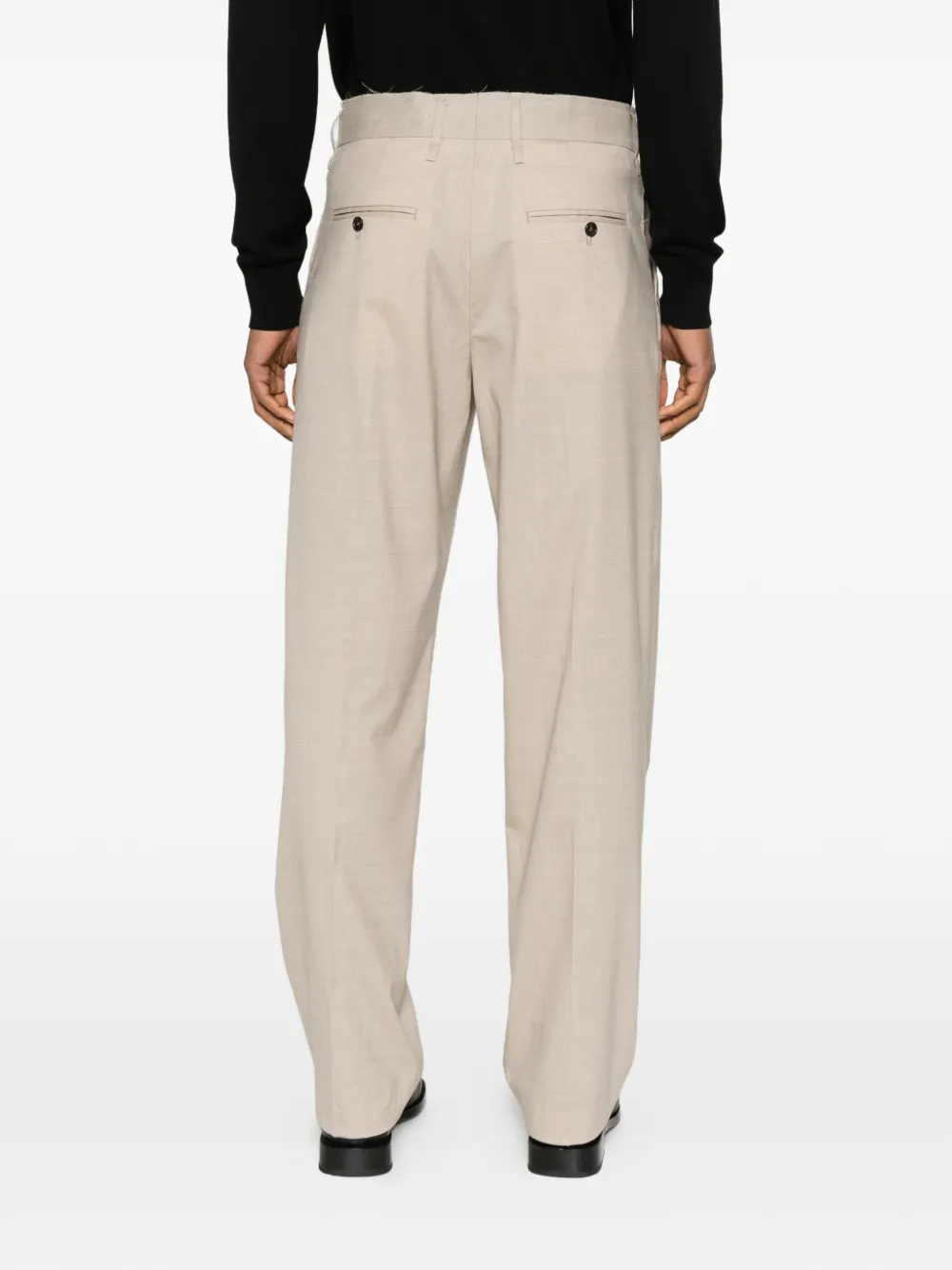 FEDERICO CINA Geplooide broek met riemlussen Beige