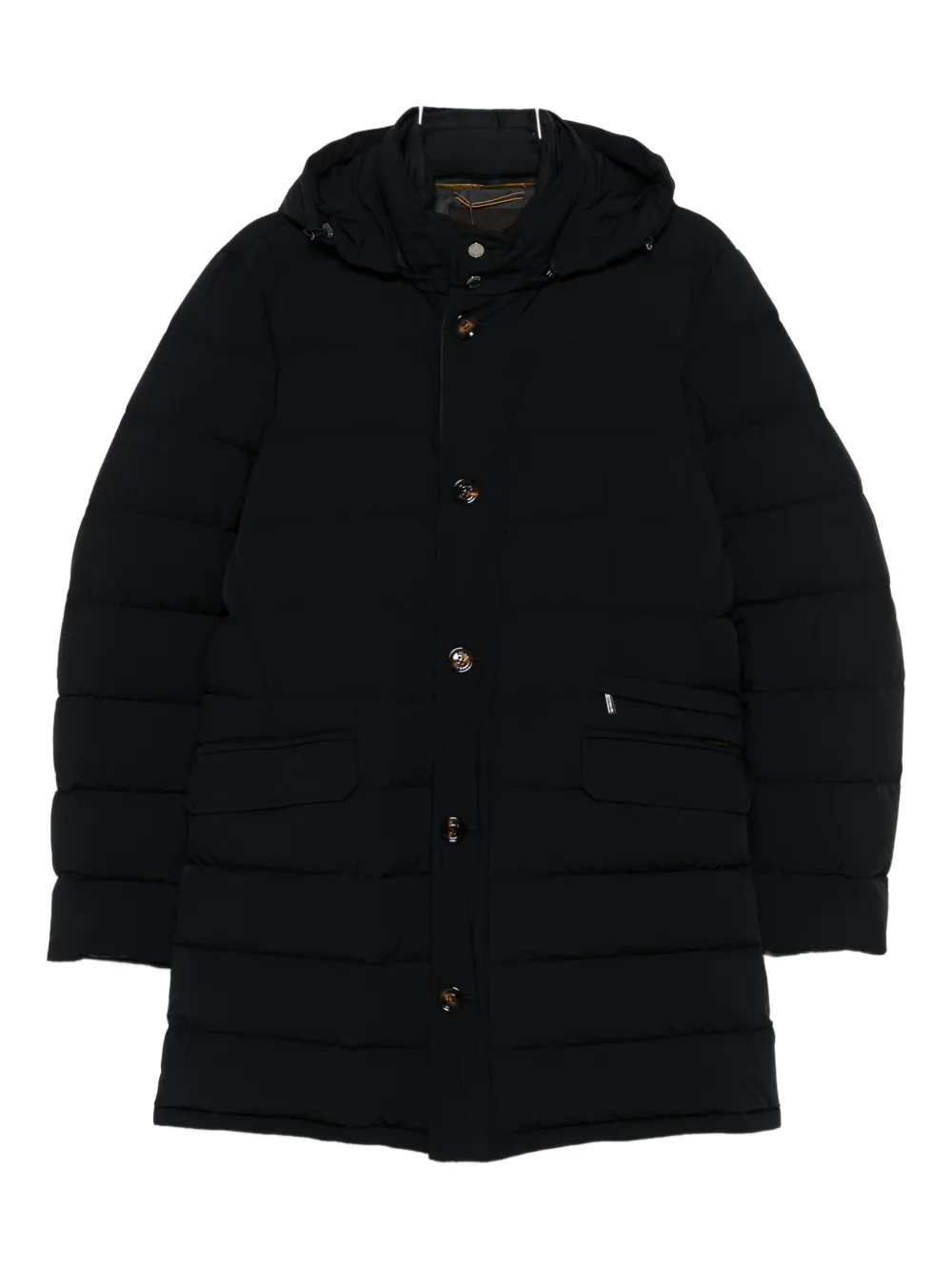 Moorer Tailored Blue Coat With Quilted Design In Black