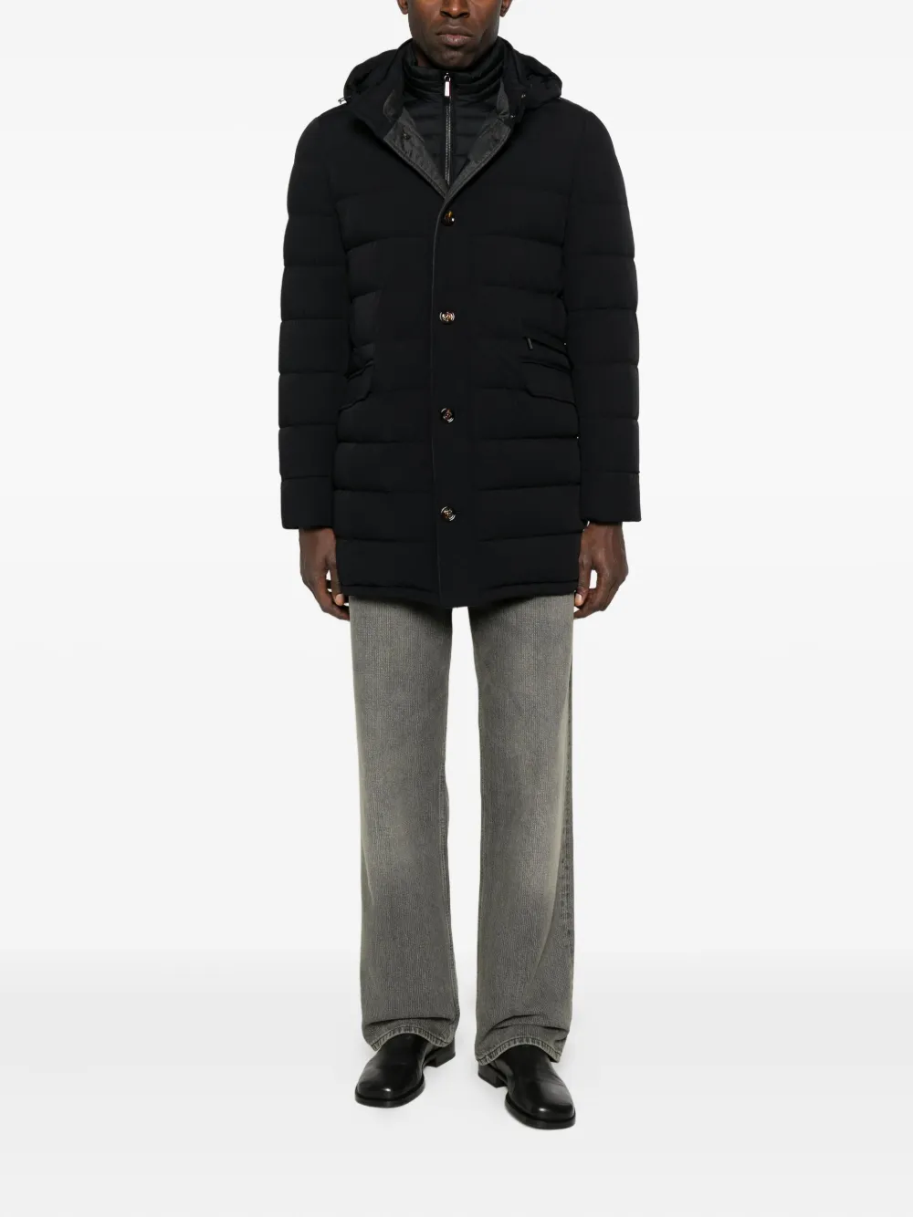 Moorer hooded quilted coat - Blauw