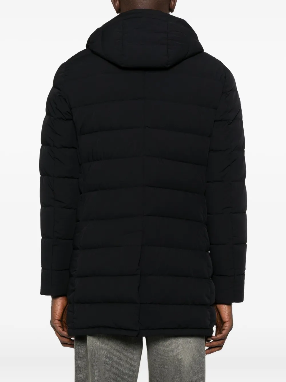 Moorer Tailored Blue Coat With Quilted Design In Black
