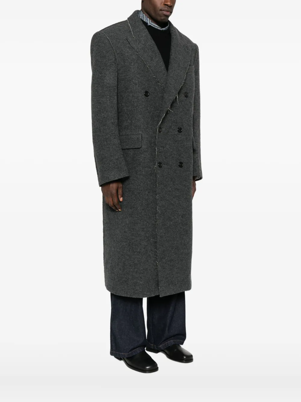 Federico Cina Double-breasted Wool Coat In Gray