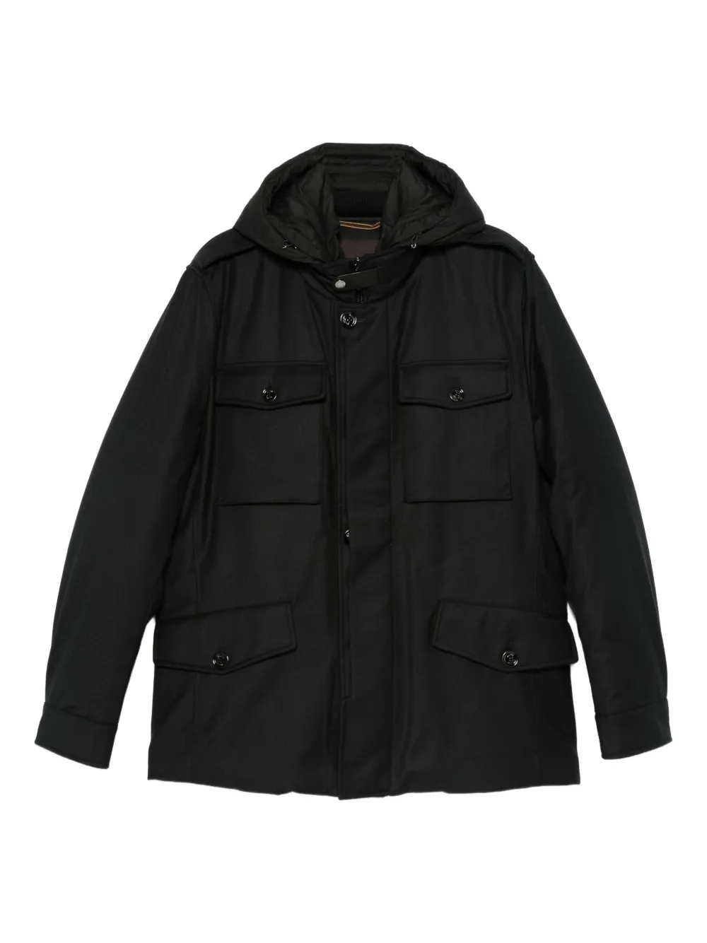 Moorer hooded coat | Black | Image 1