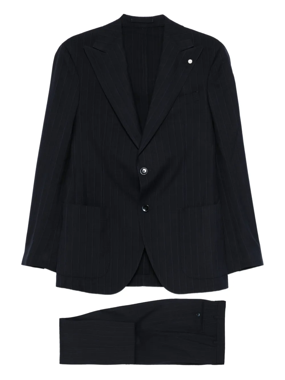 LUIGI BIANCHI MANTOVA jupe mi-longue à fines rayures | bleu | Image 1