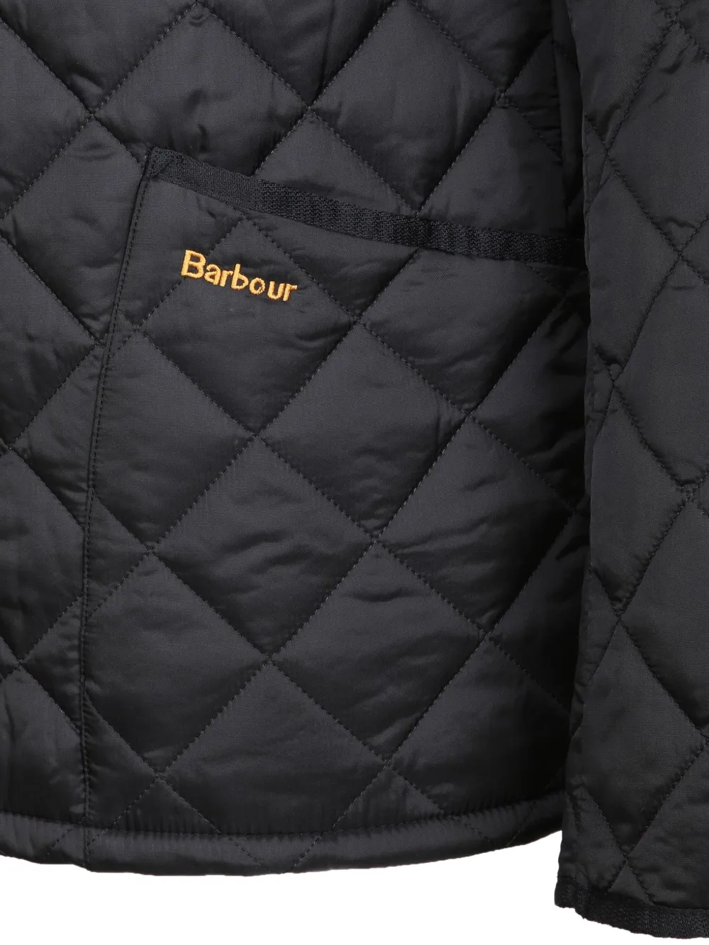 Barbour 'heritage Liddesdale' Black Jacket With Classic Corduroy Collar And Logo Lettering On The Front In T In Black