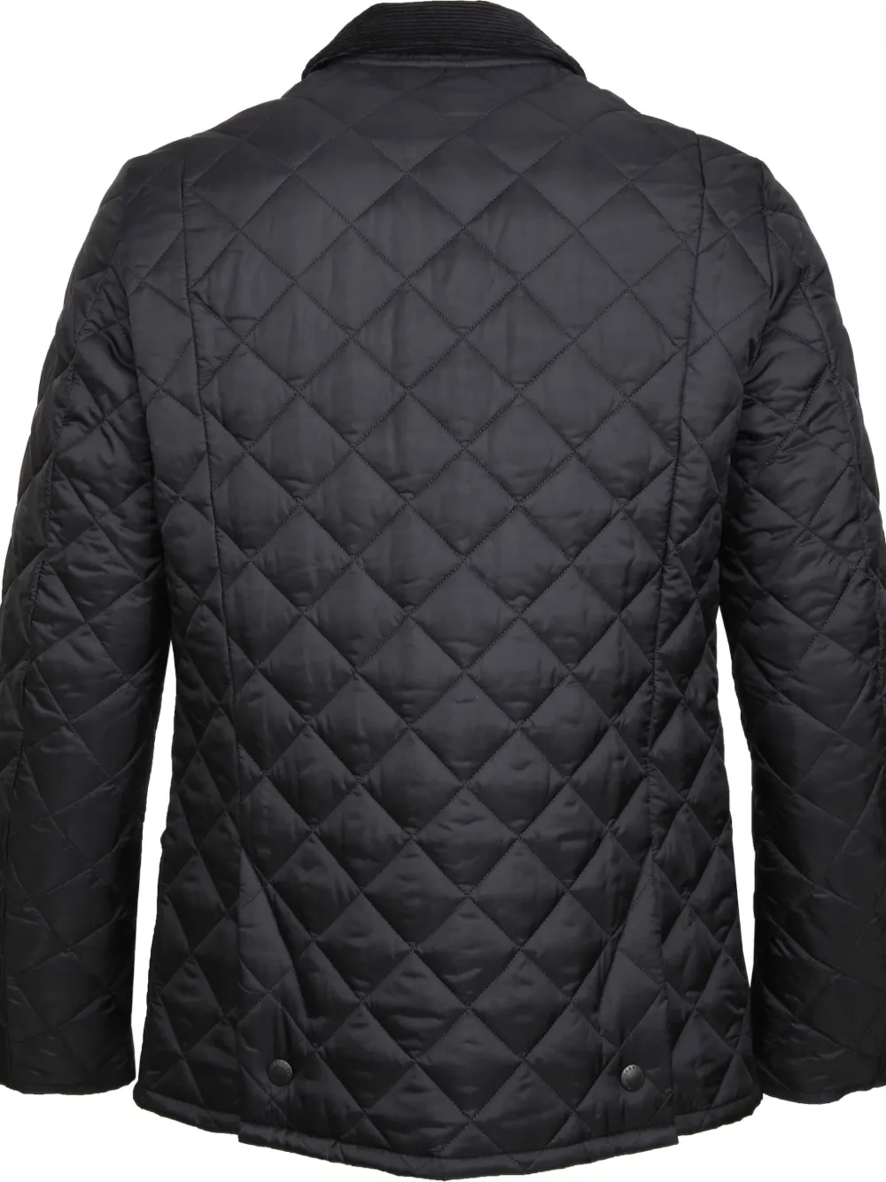Barbour 'heritage Liddesdale' Black Jacket With Classic Corduroy Collar And Logo Lettering On The Front In T In Black