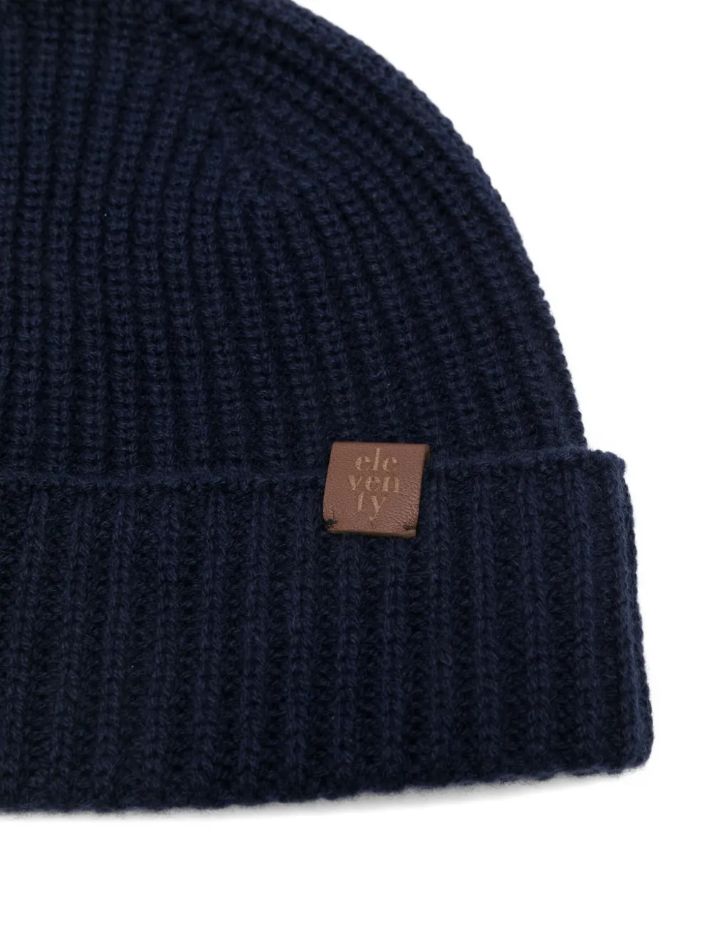 Eleventy Cashmere And Silk Hat With Pronounced Ribbing And Embossed Crest In Blue