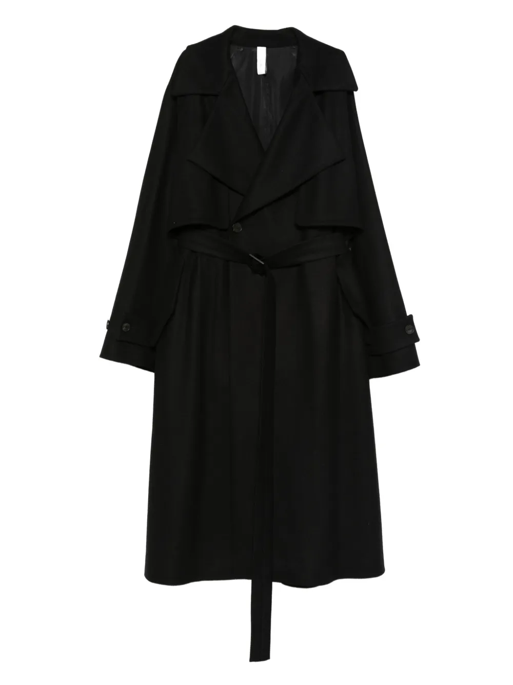 Hevo abrigo con doble botonadura y cinturón | negro | Image 1