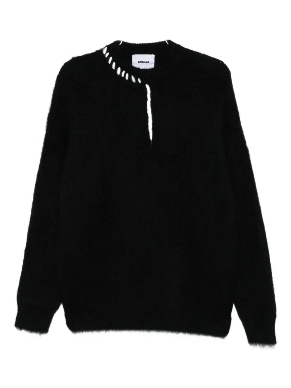 Bonsai mohair-detail crew-neck sweater - Nero