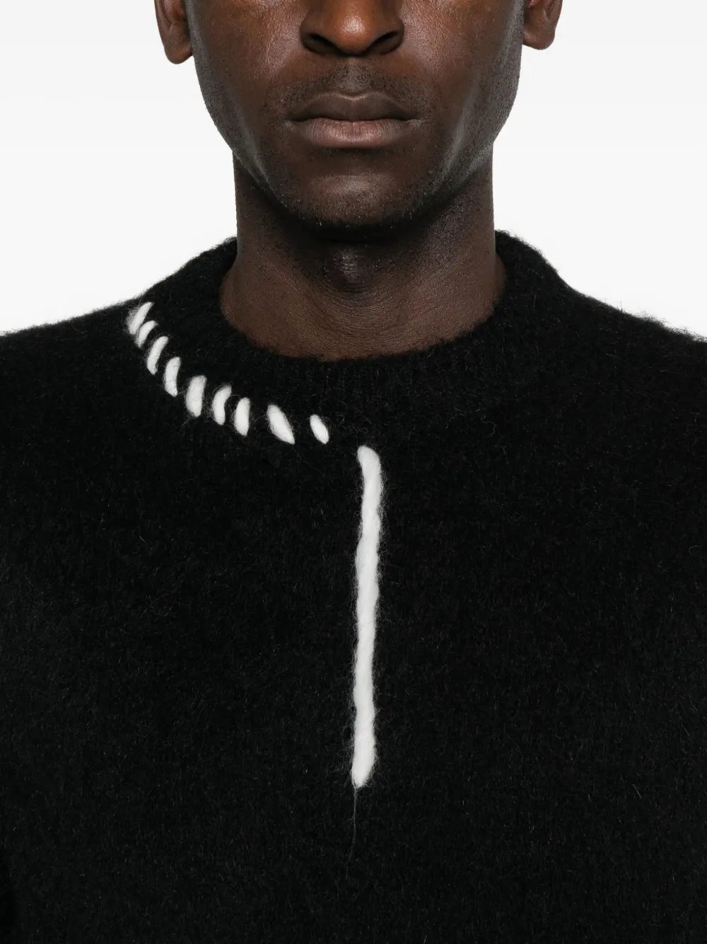 Bonsai Trui met ronde hals en mohairdetail Zwart